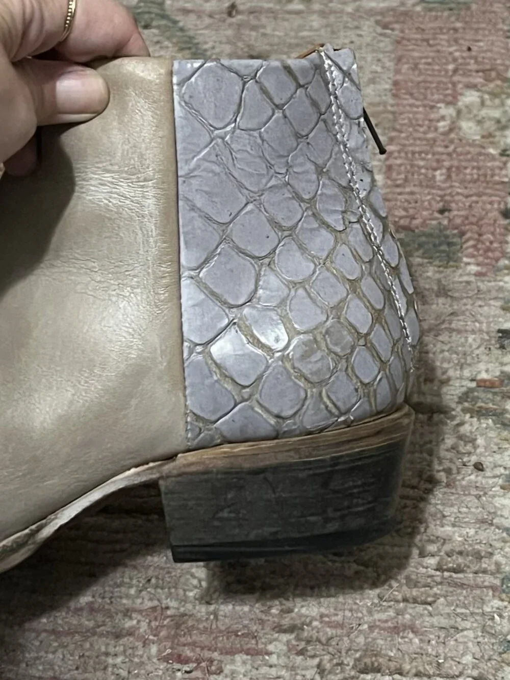 Freebird By Steven Rule Boots Booties Western Boho Cream Silver Croc Size 6